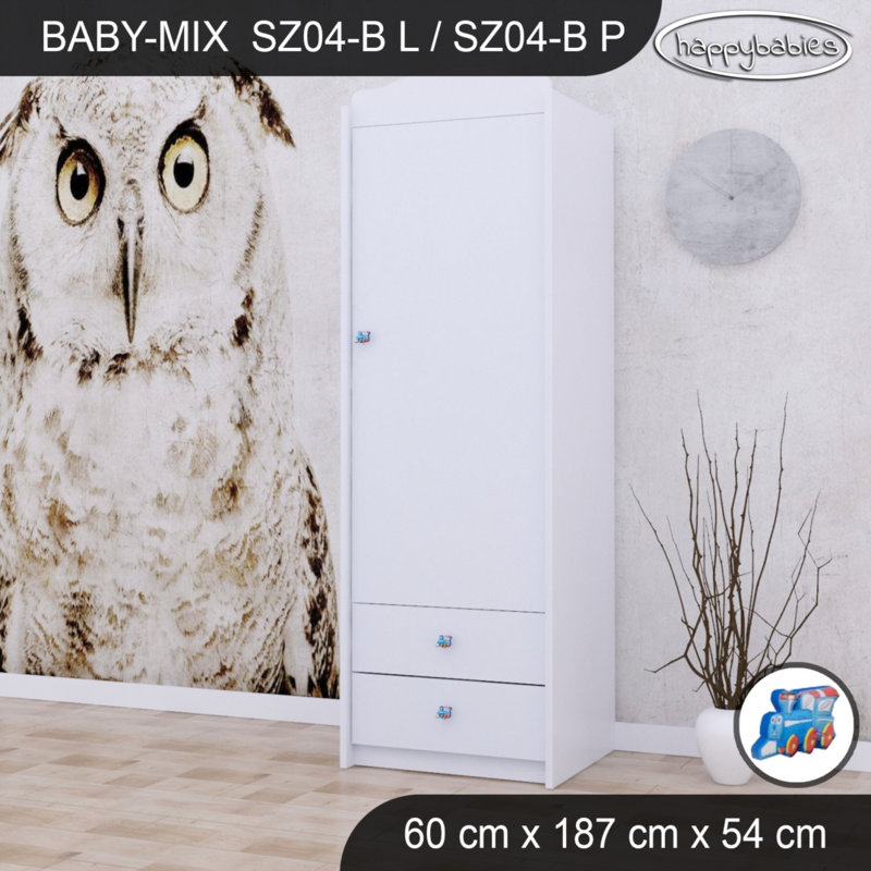 Choo-choo 1 Door Wardrobe, White