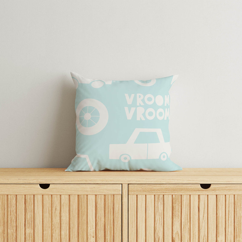 Coussin Vroom, H 16 po x l 16 po, Bleu clair / bleu