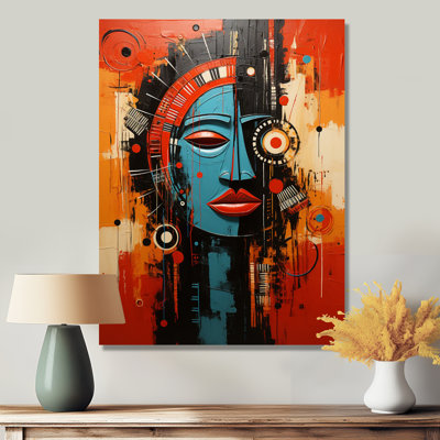 Ancienne beauté minime bleue et rouge - impression d'art mural africain