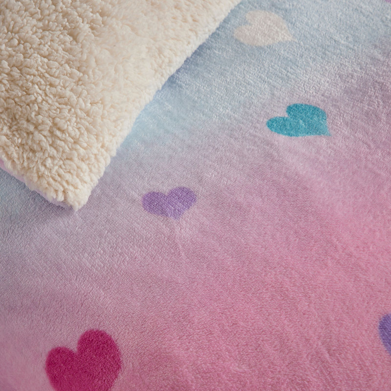 Cosy Ombre Heart 100% Polyester Block Print Duvet Cover Set with Pillowcases, Single Duvet Cover + 1 Standard Pillowcase