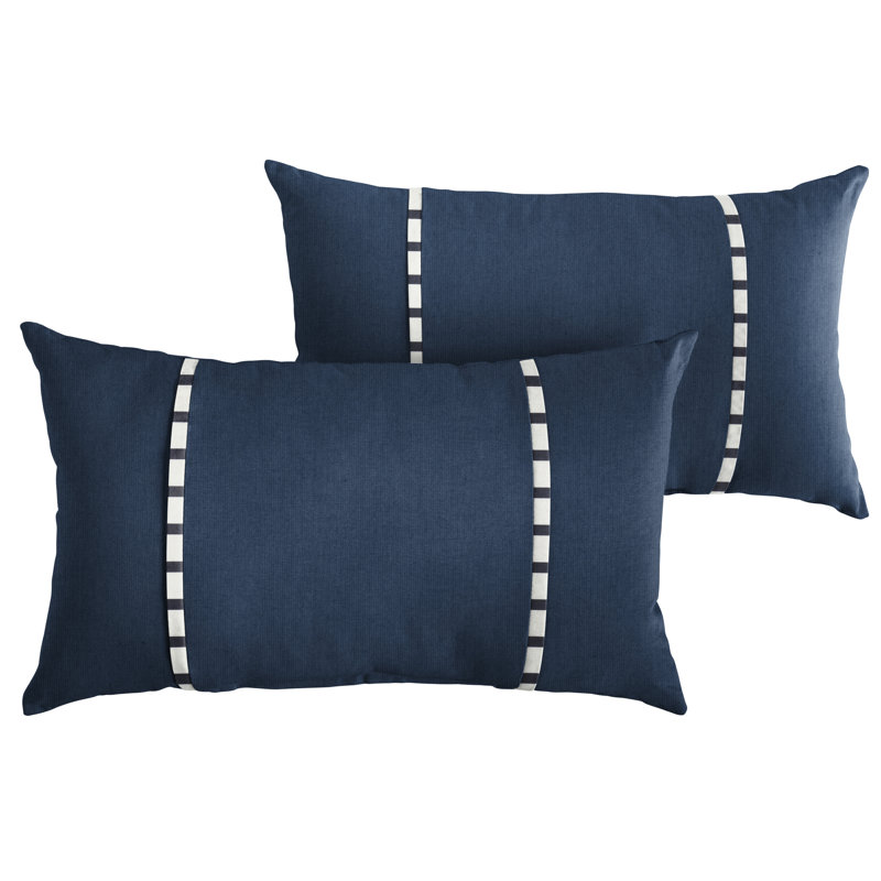 Coussin Keegan, 13 po x 20 po, Tissage uni palette indigo Sunbrella®