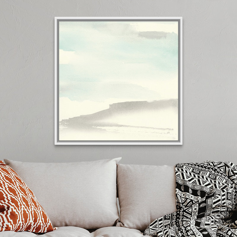 «Teal Sky II», reproduction sur toile, H 38 po x l 38 po x P 1,75 po, Cadre flottant blanc