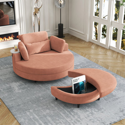 A 51" Orange Corduroy Sofa with two throw pillows,a waist pillow and an extra tray is comfortable for a small apartment bedroom