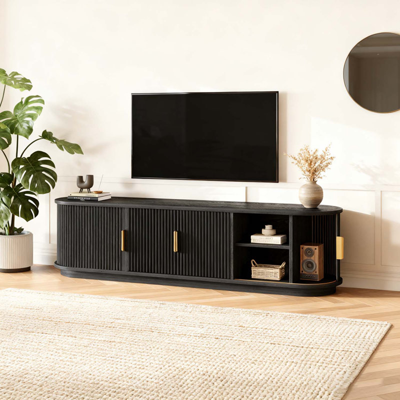 Console média cannelée avec rangement réglable, Black