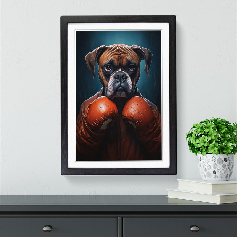 Boxer Dog Conceptual No.2 - Framed Print, 46cm H x 34cm W x 2cm D, Black Framed