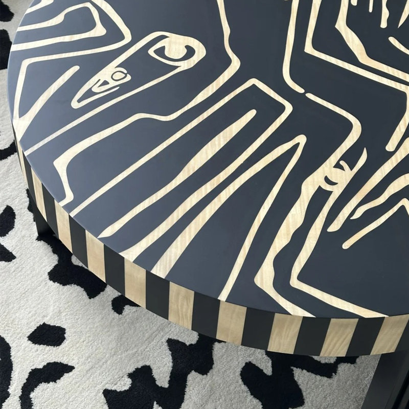 Artistic Black Coffee Table, 17.7" H x 37.4" L x 37.4" W