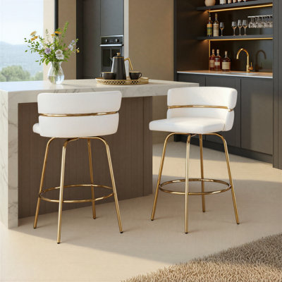 Tabouret de comptoir à hauteur fixe 26 "en similicuir Sone avec repose-pieds rond Sone