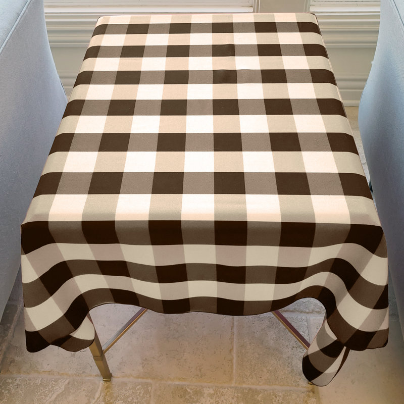 Cohdi Gingham Tablecloth, Brown/Beige, 76" x 58"