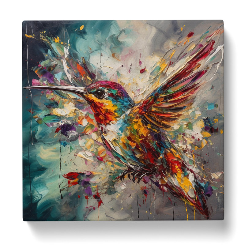 Hummingbird Expressionism - Wrapped Canvas, 35cm H x 35cm W x 3cm D