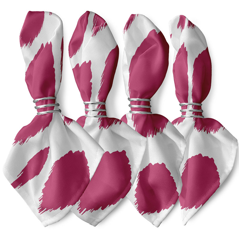 Kynaat Polyester Ikat Square Napkin, Fuchsia