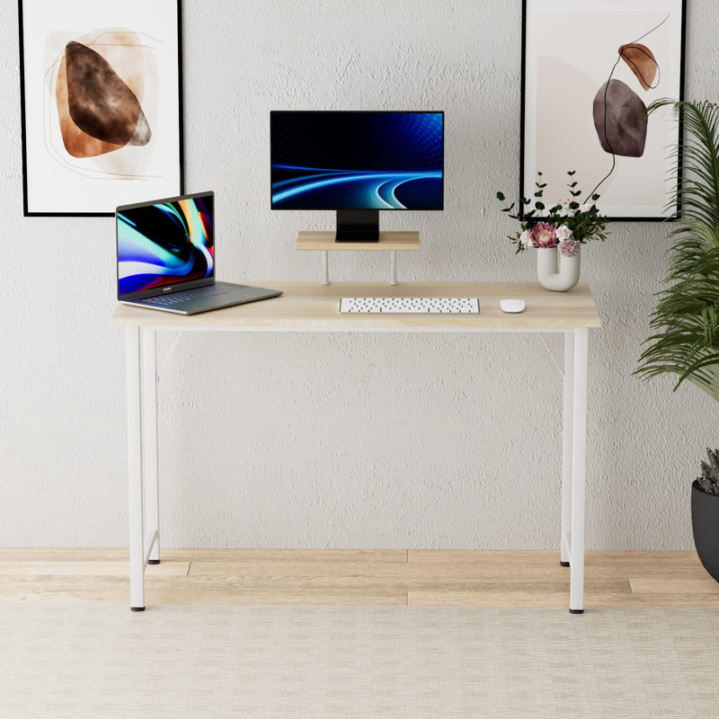 Noureen Metal Base Writing Desk, 75cm H x 100cm W x 50cm D, Wood