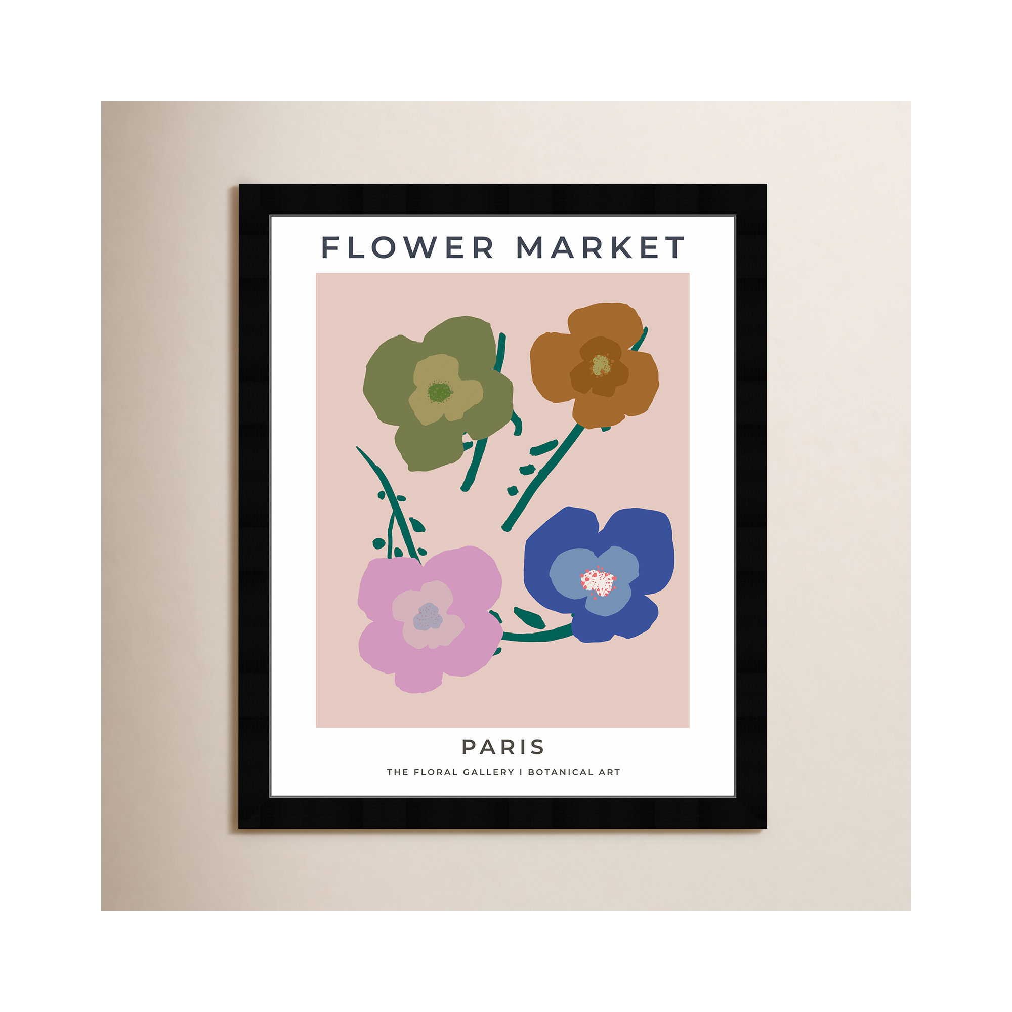 Paris Flower Market by Oliver Gal, 32" H x 26" W, Black