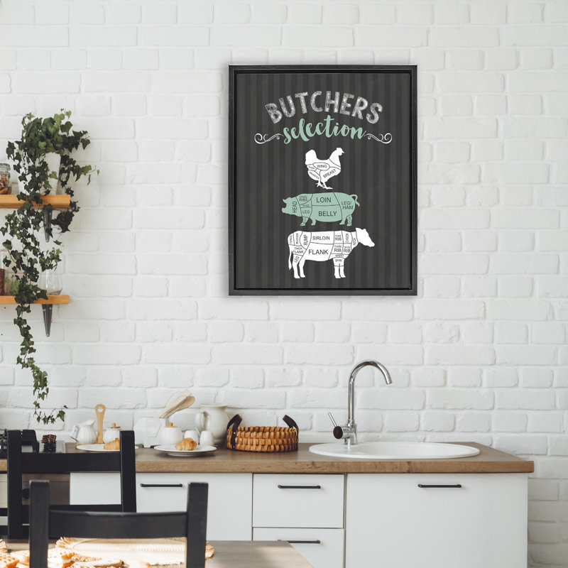 Cadre flottant noir et vert Butchers, Cadre flottant noir de jais, H 21 po x l 17 po
