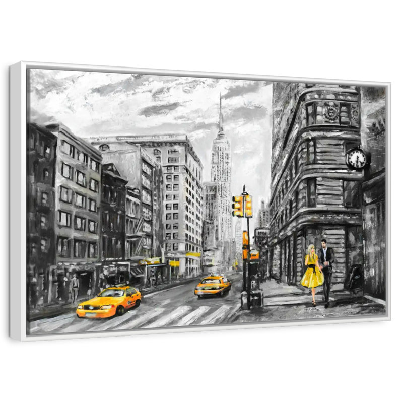 NYC, Cadre flottant blanc, 13 po x 9 po