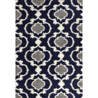 Gertz Shag Navy/Gray/Ivory Area Rug