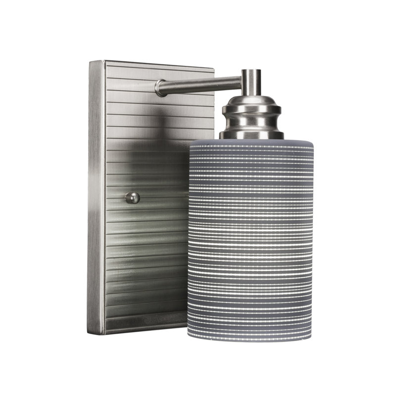 Edge Wall Sconce Shown In Brushed Nickel Finish With 4" Gray Matrix Glass