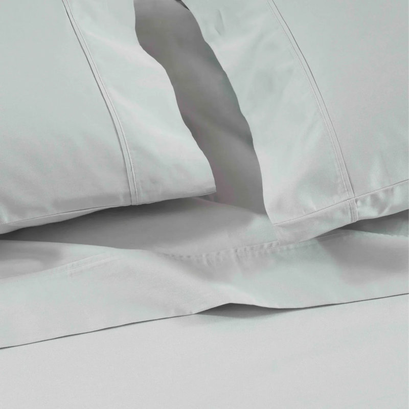 Ensemble de draps en satin de coton Blue Nile Mills - Literie à poches profondes, Lit double, Argent
