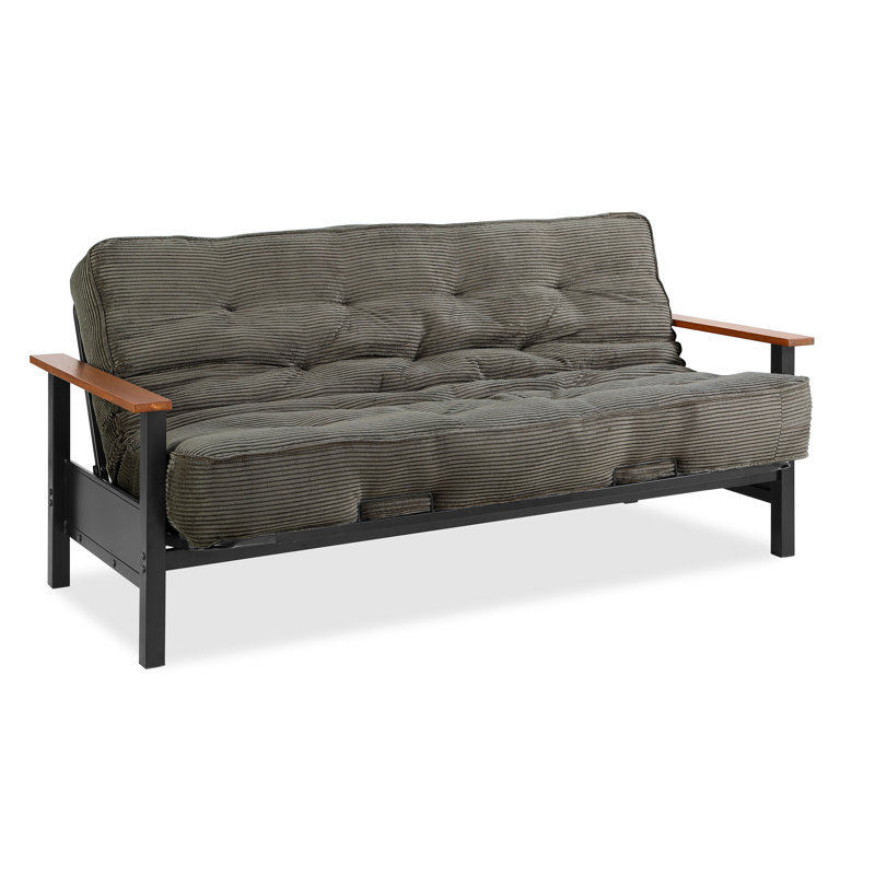 Futon et matelas Mcbroom, Velours côtelé couleur sauge
