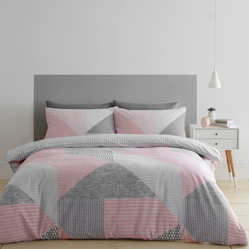 Larsson Geo Duvet Cover Set, Pink, Double Duvet Cover + 2 Standard Pillowcases