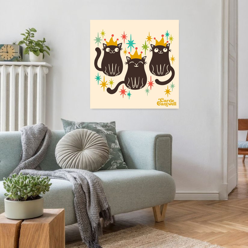 Art contemporain rétro, art de chat, H 32 po x l 32 po