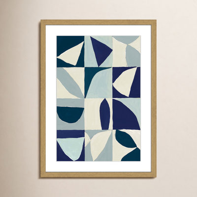 Yellow Mayan I Blue Version By Isabelle Z  - Framed Art w/ 4 Ply Matboard