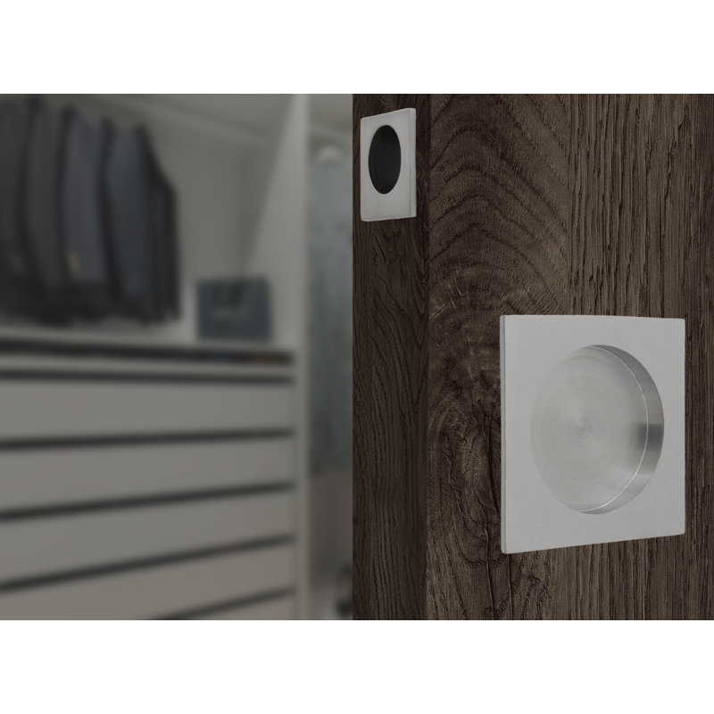 Quincaillerie de porte avec passe-tringle - Passage avec poignées, Acier inoxydable satiné