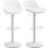 Ensemble de 2 tabourets pivotants à hauteur réglable, chaises de bar, blanc