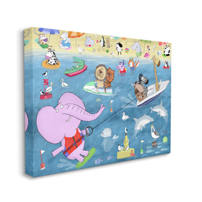 «Beach Sports Animals On Canvas» par Carla Daly, reproduction