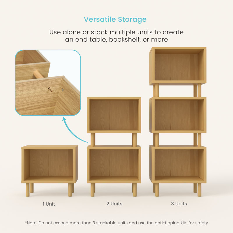 Storage Cube End Table with Doors or Shelves, Stackable Up To 3 Units