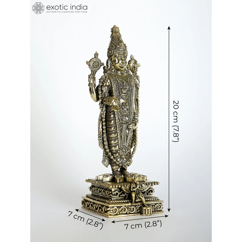 Superfine seigneur Tirupati Balaji Idol avec Garuda en bas Venkateshvara Statue en laiton plusieurs tailles laiton doré Home Temple Decor cadeau DDL510