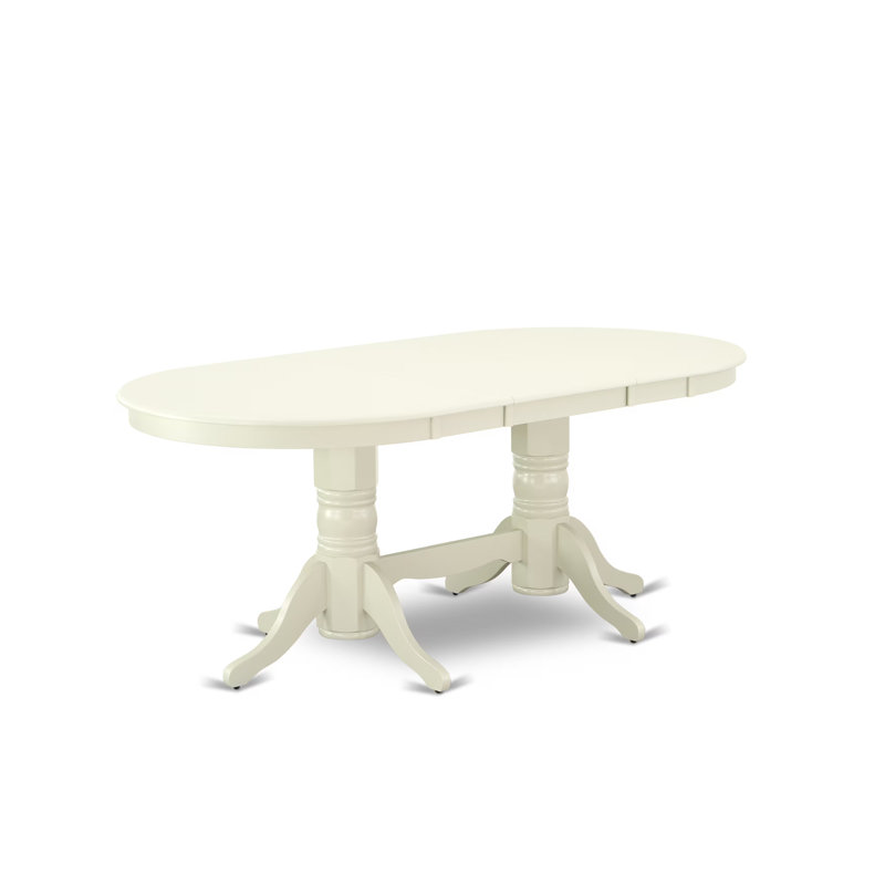 9 Piece Dining Room Table Set Includes an Oval Kitchen Table with Butterfly Leaf and 8 Dining Chairs, Linen White, 9 Pieces