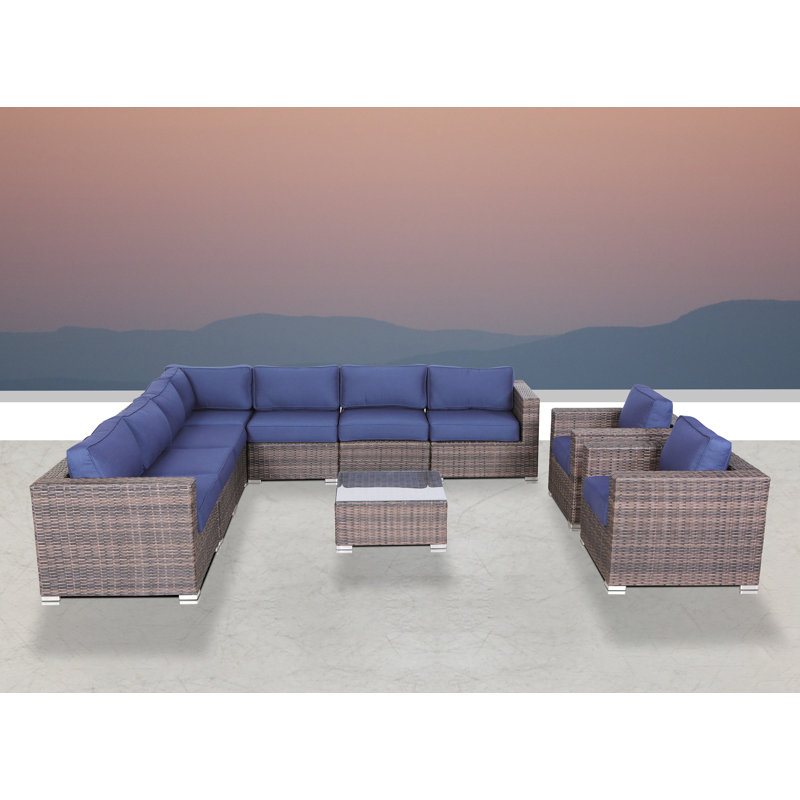 Ensemble de conversation en polyéthylène haute densité pour 8 personnes avec coussin Sunbrella