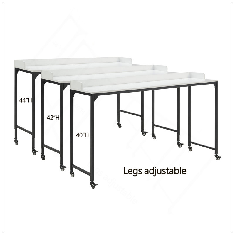 Versatile Multipurpose Overbed Desk With Adjustable Legs And Smooth Casters, White