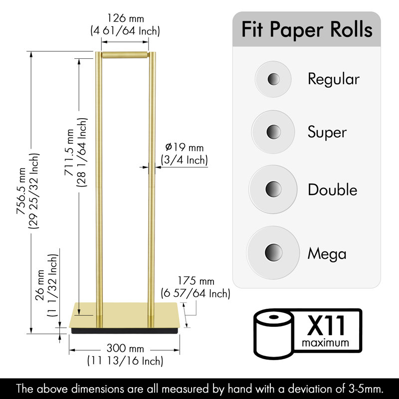KES Gold Porte-papier hygiénique avec réserve de 11 rouleaux