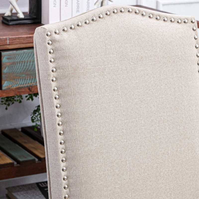 Chaise parsons capitonnée en lin rembourré, Beige