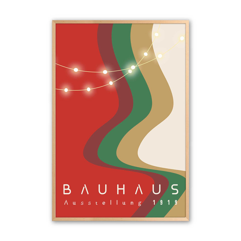 Affiche Holiday Holiday Glow Bauhaus I, H 25 po x l 19 po, Érable brut encadré