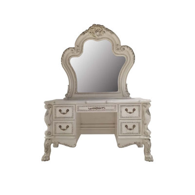 Dresden II Vanity Desk, Bone White Finish