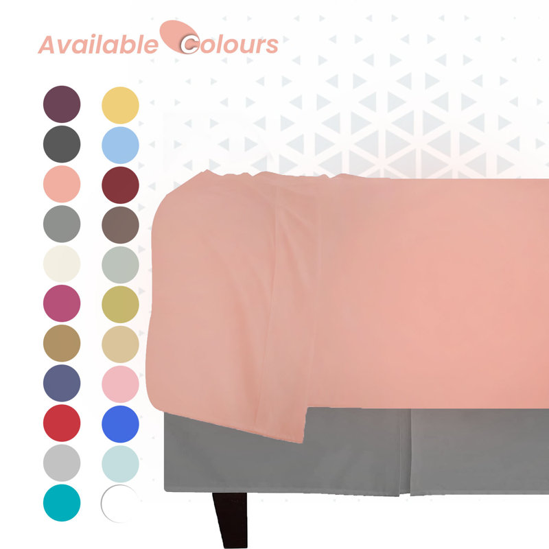 PERCALE FLAT SHEET SUPER KING SILVER, Kingsize (5'), Rose Pink