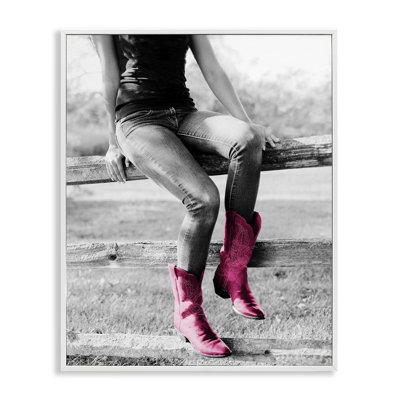 Glam Cowgirl in Boots Framed Giclee Art by Sd Graphics Studio
