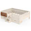 Lit double Montessori avec escalier, tiroirs de rangement, étagères intégrées, rails de sécurité, beige-864450288