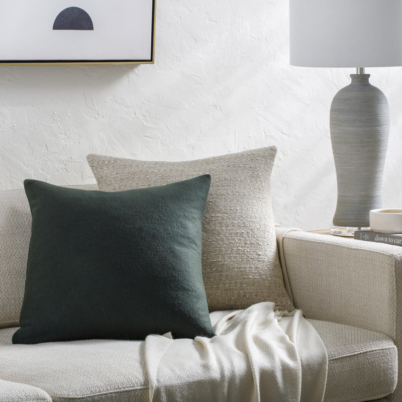 Alcona Wool Blend Throw Pillow, Teal, Pillow Cover Only - No Insert, 18" x 18"
