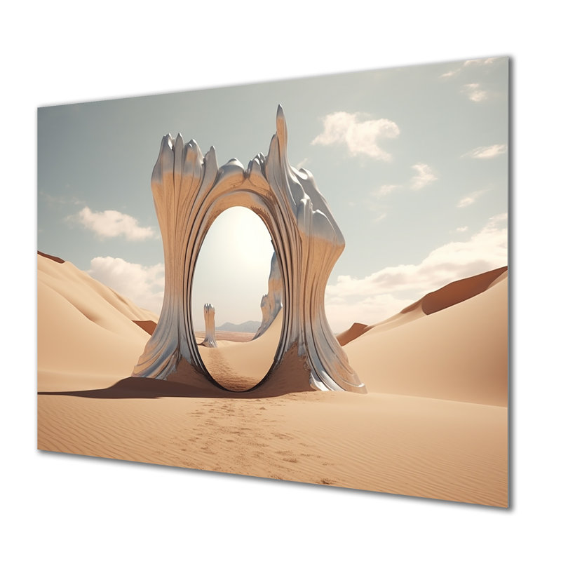 Porte vers l'espace, paysage surréel IV - surréalisme, art mural en métal, H 16 po x l 32 po x P 1 po
