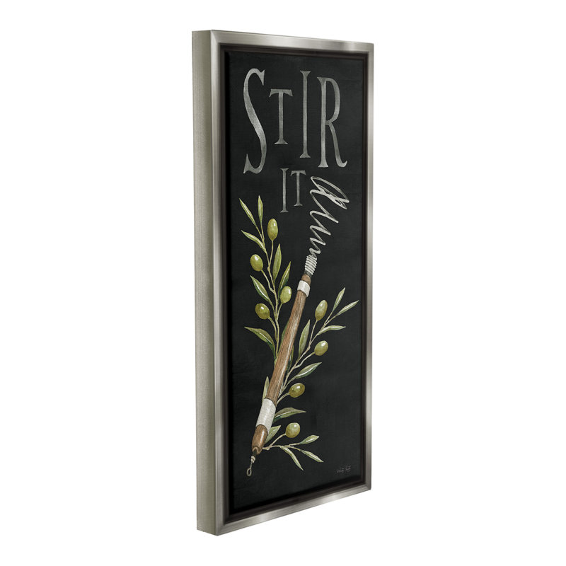 «Stir It Vintage Kitchen» par Cindy Jacobs sur toile, Cadre flottant gris lustré, H 31 po x l 14 po