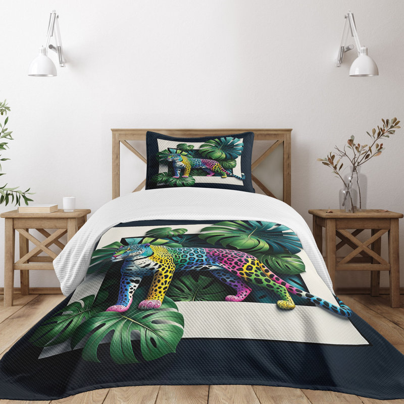 Floral Coverlet, Twin Coverlet / Bedspread + 1 Standard Sham