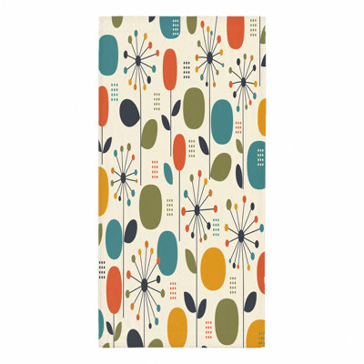 1Pcs Mid Century Modern Dandelion Floral Beach Towel, Retro Abstract Botanical Print, Large Quick Dry Microfiber for, Pool, Travel, Outdoor