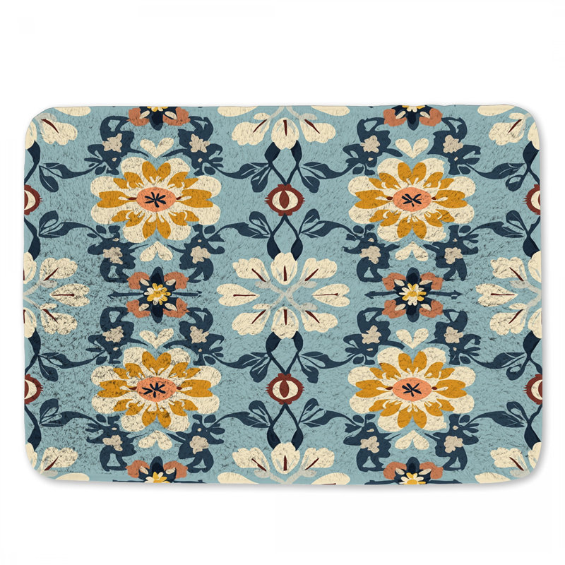 Tapis de bain floral, L 34 po x l 21 po