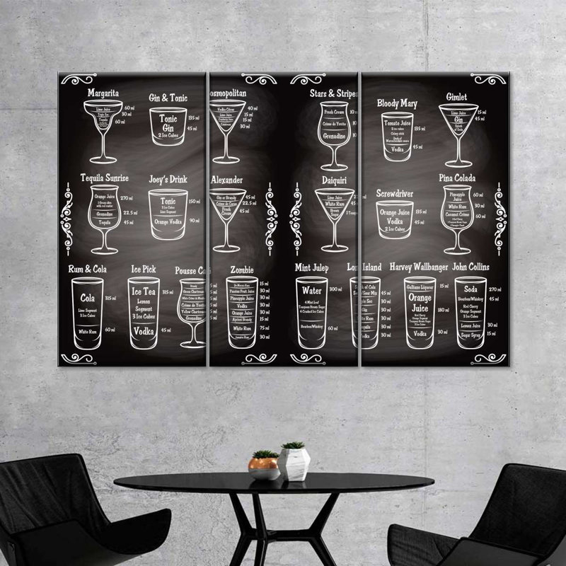 " Cocktail Ingredients Wall Art Multi Piece Canvas Print " 3 - Pieces, 24" H x 38" W x 1.25" D