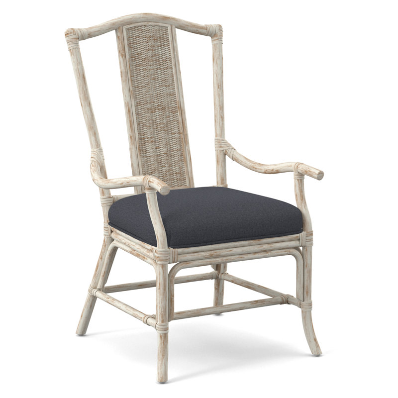 Drury Lane Slat Back Dining Arm Chair, Gray Sugar Performance; 0863-84, Antique Frost White