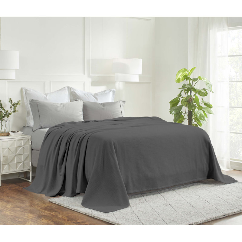 Superior Charcoal Cotton Chevron Twin Blanket