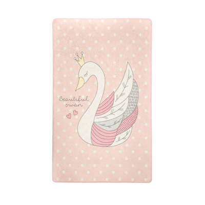 Tapis rectangulaire en velours rose Highlawn